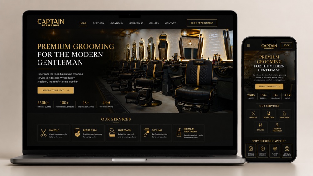 Mockup website barbershop